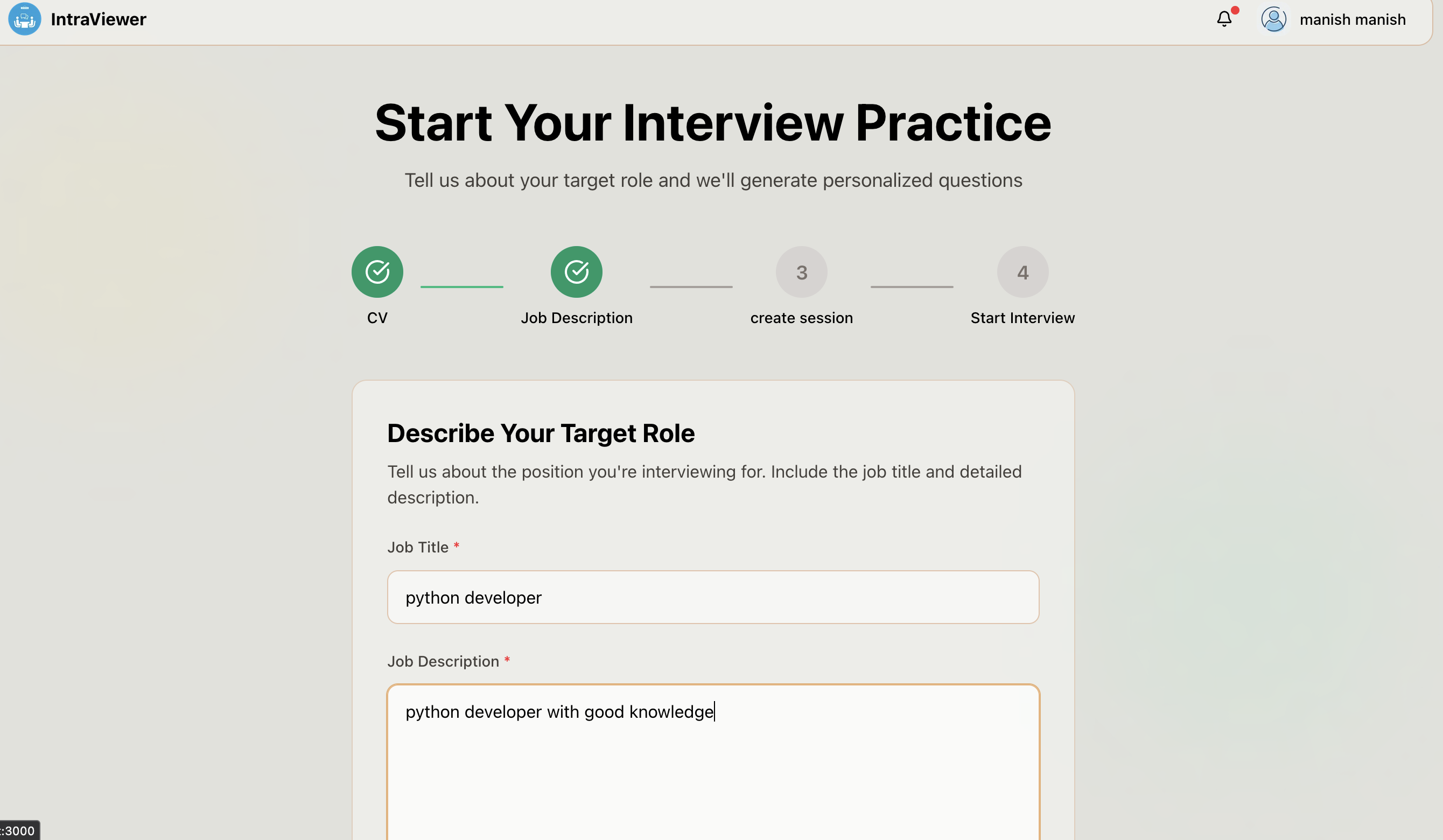 Intraviewer Job Input